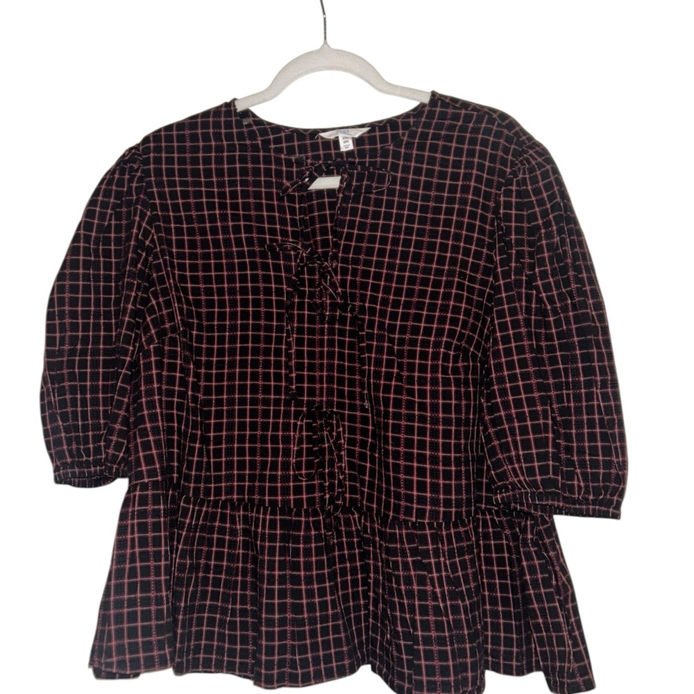 Black and Red Checkered Blouse
